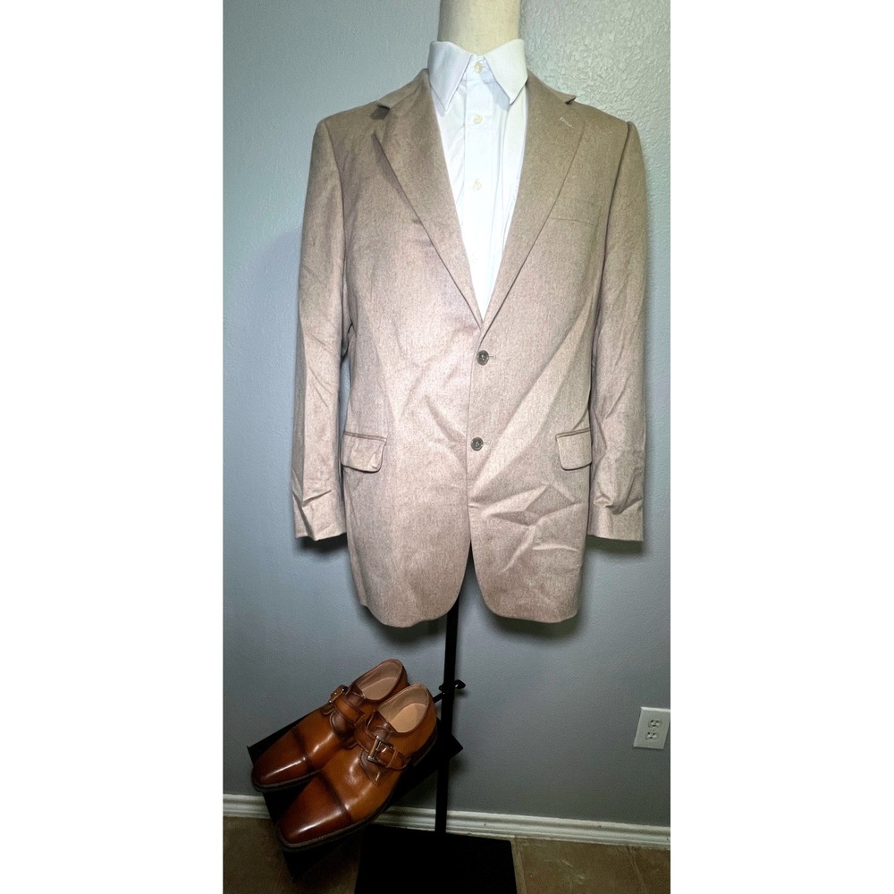 Joseph & Lyman  100% Cashmere Sport Coat Mens 42R Tan Beige Blazer Jacket Preppy